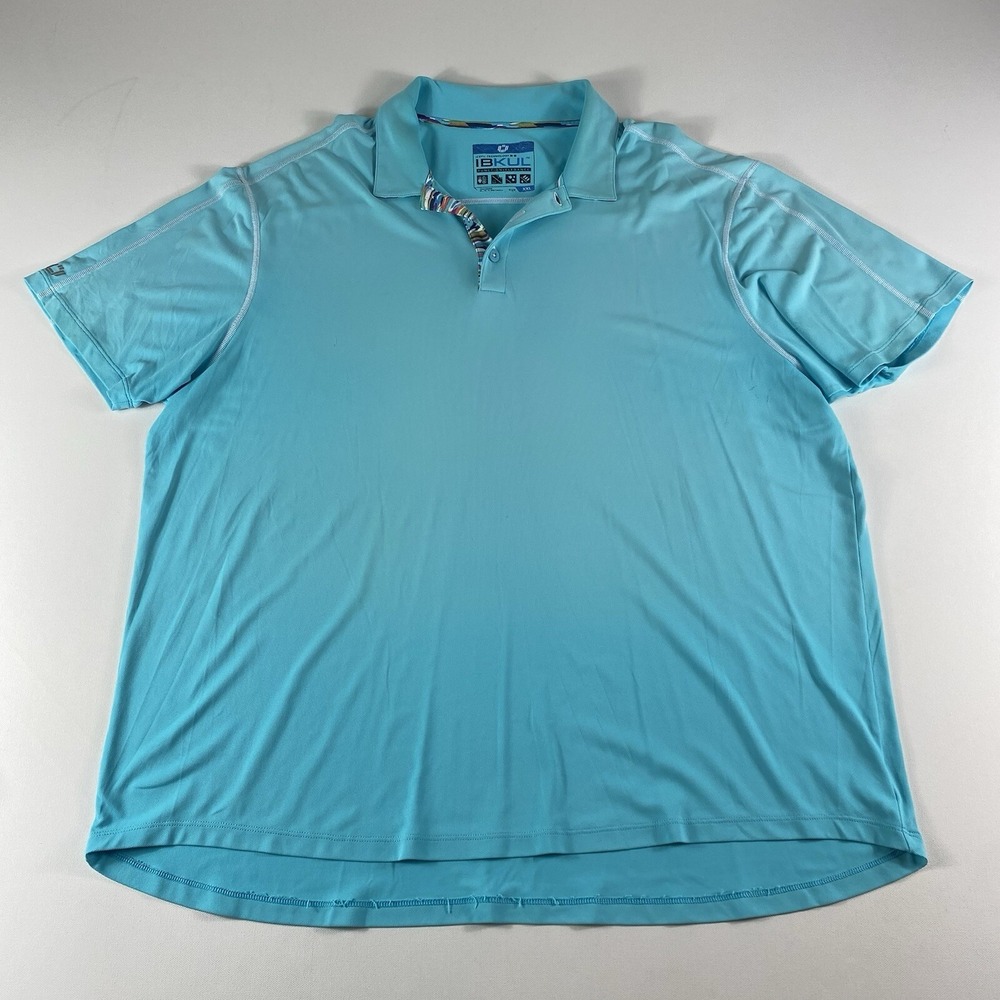 IBKUL Polo Shirt Mens XXL Blue Short Sleeve Quick‎ Dry Golf Performance UPF50+